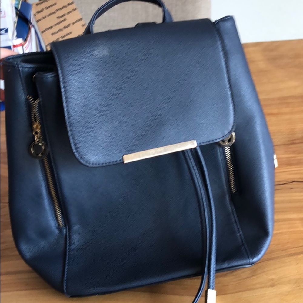 Navy Leather Backpack - image 1